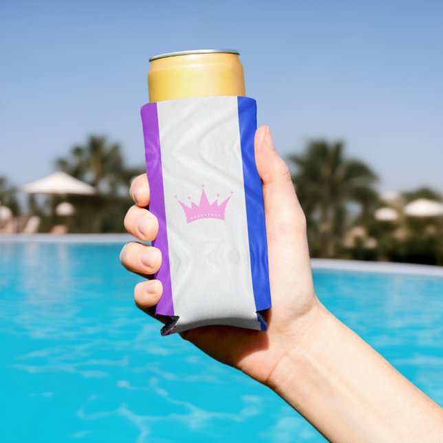 SlipperyJoe drag pride flag purple white blue crow Seltzer Can Cooler (In Situ Pool)