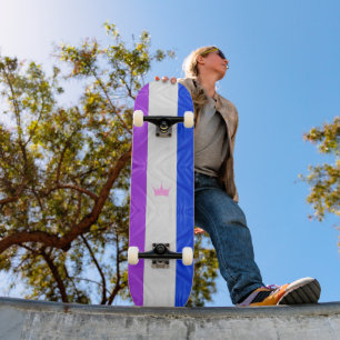 SlipperyJoe drag pride flag purple white blue crow Skateboard