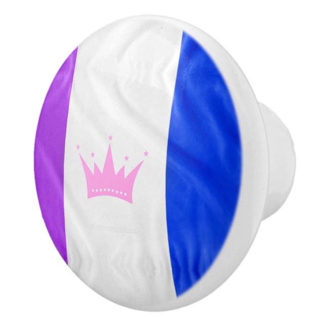 SlipperyJoe drag pride flag purple white blue Sequ Ceramic Knob (Right)