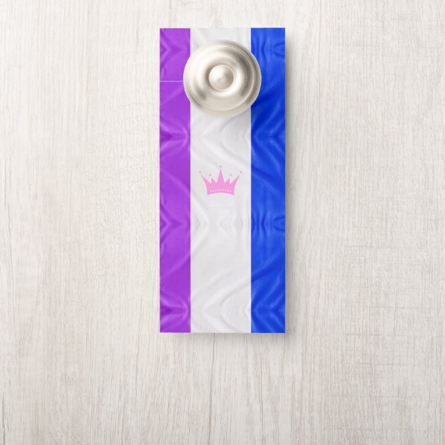 SlipperyJoe drag pride flag purple white blue Sequ Door Hanger (On Knob)