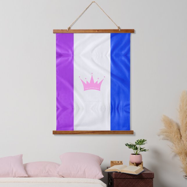 SlipperyJoe drag pride flag purple white blue Sequ Hanging Tapestry (Bedroom)