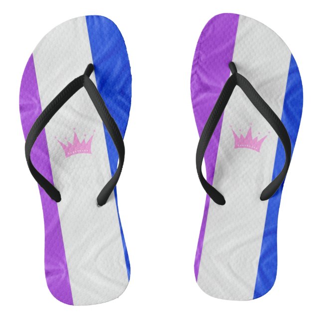 SlipperyJoe drag pride flag purple white blue Sequ Jandals (Footbed)