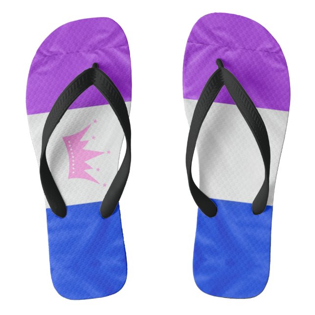 SlipperyJoe drag pride flag purple white blue Sequ Jandals (Footbed)