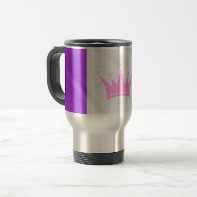 SlipperyJoe drag pride flag purple white blue Sequ Travel Mug (Front Left)