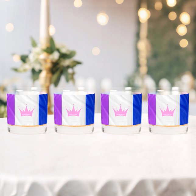 SlipperyJoe drag pride flag purple white blue Sequ Whiskey Glass (Insitu (Wedding))