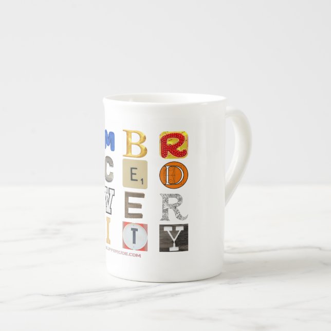 SlipperyJoe embrace diversity metaphor LGBTQIA glo Bone China Mug (Front Right)