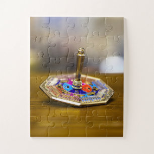 SlipperyJoe Hanukkah dreidel gift octagonal base b Jigsaw Puzzle