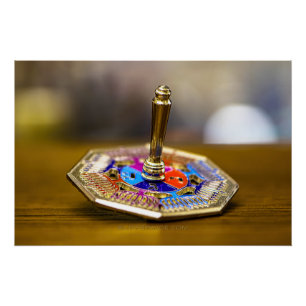 SlipperyJoe Hanukkah dreidel gift octagonal base b Poster