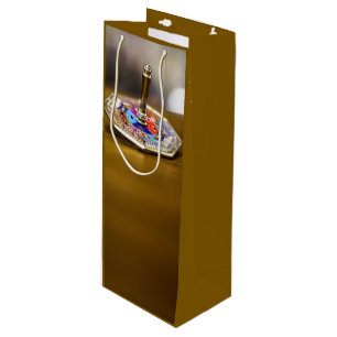SlipperyJoe Hanukkah dreidel gift octagonal base b Wine Gift Bag