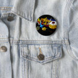 SlipperyJoe Hanukkah symbolic still life holiday e 6 Cm Round Badge<br><div class="desc">SlipperyJoe Hanukkah symbolic still life holiday essence vibrant meaningful objects colourful slender pile menorah candles artistic red blue yellow and white sufganiyah doughnut classic jelly-filled commemorate miracle of the oil dreidels metallic gold glossy blue Hebrew great miracle happened there metallic pewter star of David medallion light resilience community themes spiritual...</div>