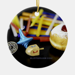 SlipperyJoe Hanukkah symbolic still life holiday e Ceramic Tree Decoration