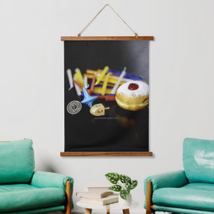 SlipperyJoe Hanukkah symbolic still life holiday e Hanging Tapestry
