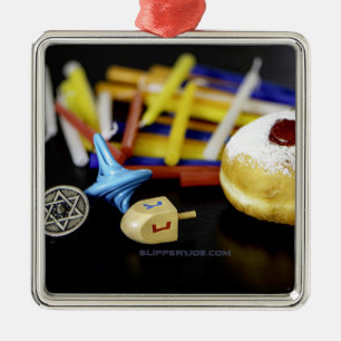 SlipperyJoe Hanukkah symbolic still life holiday e Metal Tree Decoration