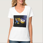 SlipperyJoe Hanukkah symbolic still life holiday e T-Shirt<br><div class="desc">SlipperyJoe Hanukkah symbolic still life holiday essence vibrant meaningful objects colourful slender pile menorah candles artistic red blue yellow and white sufganiyah doughnut classic jelly-filled commemorate miracle of the oil dreidels metallic gold glossy blue Hebrew great miracle happened there metallic pewter star of David medallion light resilience community themes spiritual...</div>