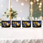 SlipperyJoe Hanukkah symbolic still life holiday e Whiskey Glass<br><div class="desc">SlipperyJoe Hanukkah symbolic still life holiday essence vibrant meaningful objects colorful slender pile menorah candles artistic red blue yellow and white sufganiyah doughnut classic jelly-filled commemorate miracle of the oil dreidels metallic gold glossy blue Hebrew great miracle happened there metallic pewter star of David medallion light resilience community themes spiritual...</div>