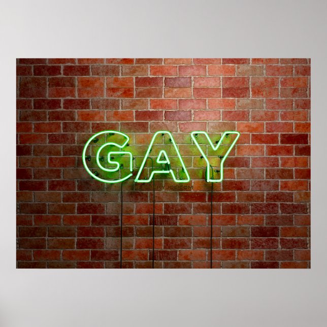 SlipperyJoe illuminated gay neon sign bright vivid (Front)