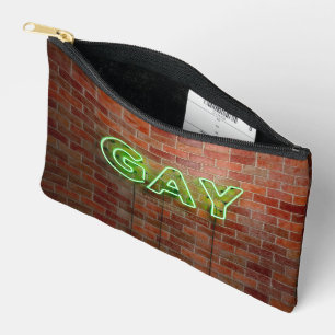 SlipperyJoe illuminated gay neon sign bright vivid Accessory Pouch