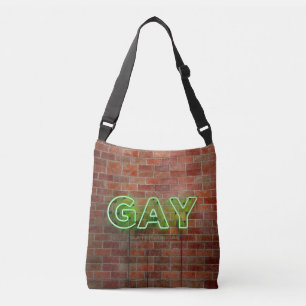 SlipperyJoe illuminated gay neon sign bright vivid Crossbody Bag