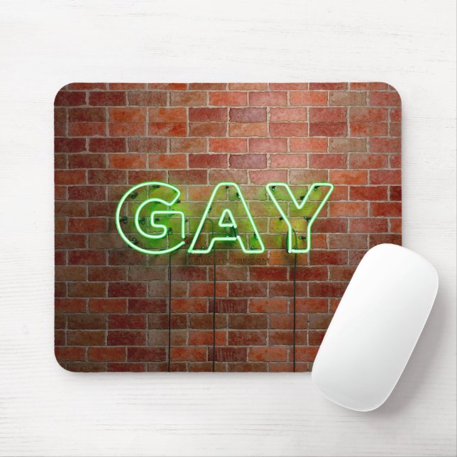 SlipperyJoe illuminated gay neon sign bright vivid Mouse Pad (With Mouse)