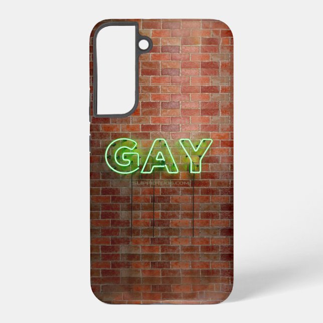 SlipperyJoe illuminated gay neon sign bright vivid Samsung Galaxy S22+ Case (Back)
