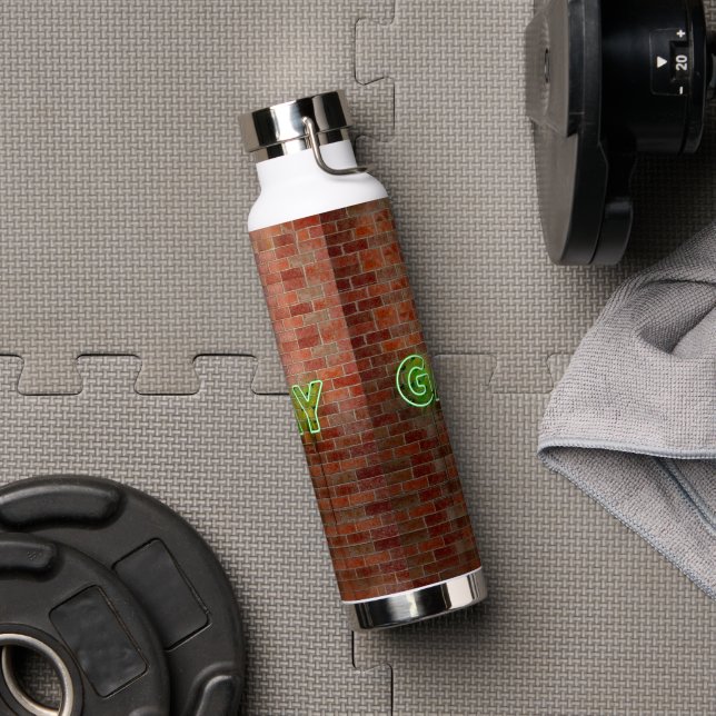 SlipperyJoe illuminated gay neon sign bright vivid Water Bottle (Gym)