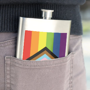 SlipperyJoe Intersex Progress Pride Flag rainbow s Hip Flask