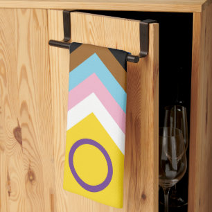 SlipperyJoe Intersex Progress Pride Flag rainbow s Tea Towel