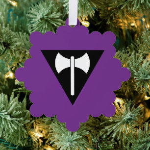 SlipperyJoe lesbian pride flag powerful gay femini Tree Decoration Card