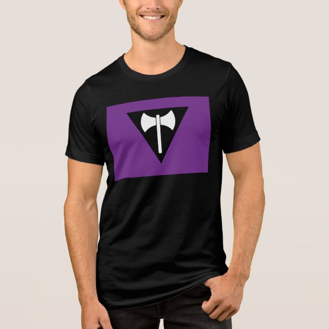 SlipperyJoe lesbian pride flag powerful gay femini Tri-Blend Shirt (Front)
