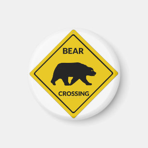SlipperyJoe, LGBTQIA, bear crossing sign, yellow,  Magnet