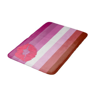 SlipperyJoe lipstick lesbian pride flag feminine c Bath Mat