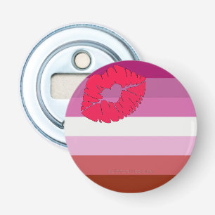SlipperyJoe lipstick lesbian pride flag feminine c Bottle Opener