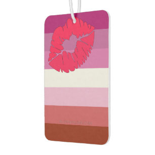 SlipperyJoe lipstick lesbian pride flag feminine c Car Air Freshener