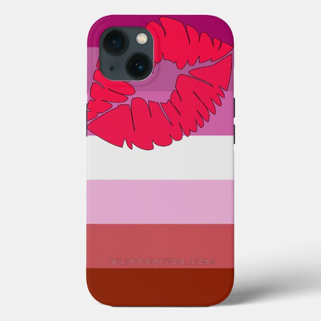 SlipperyJoe lipstick lesbian pride flag feminine c Case-Mate iPhone Case (Back)