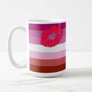 SlipperyJoe lipstick lesbian pride flag feminine c Coffee Mug