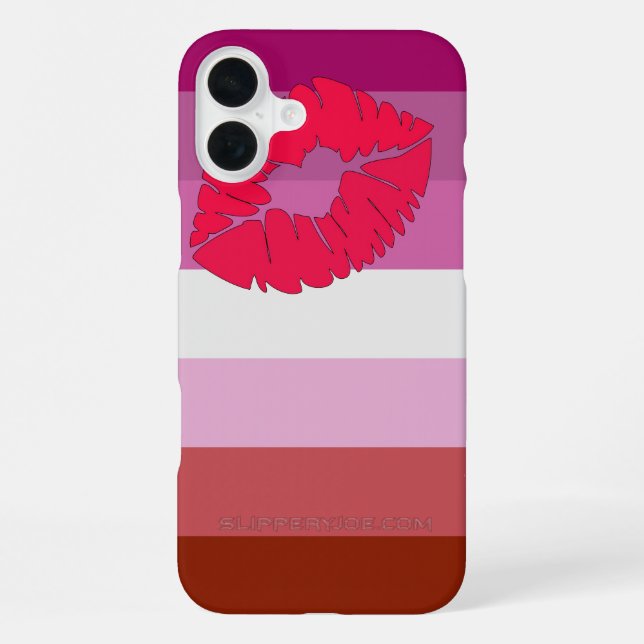 SlipperyJoe lipstick lesbian pride flag feminine c iPhone Case (Back)