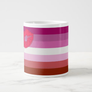 SlipperyJoe lipstick lesbian pride flag feminine c Large Coffee Mug