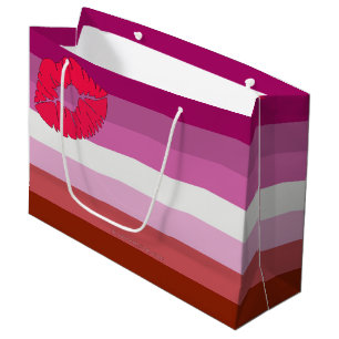 SlipperyJoe lipstick lesbian pride flag feminine c Large Gift Bag