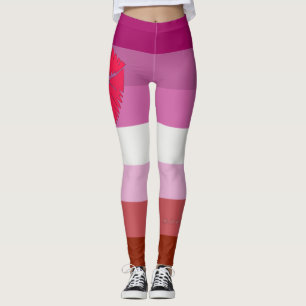 SlipperyJoe lipstick lesbian pride flag feminine c Leggings