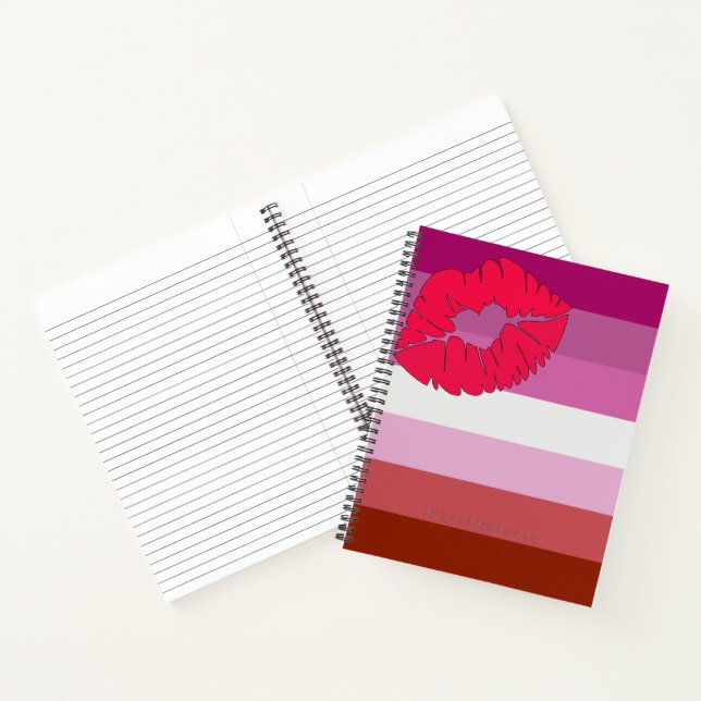 SlipperyJoe lipstick lesbian pride flag feminine c Notebook (Inside)