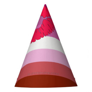 SlipperyJoe lipstick lesbian pride flag feminine c Party Hat