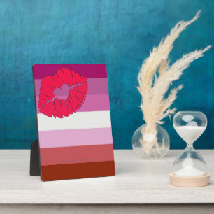 SlipperyJoe lipstick lesbian pride flag feminine c Plaque