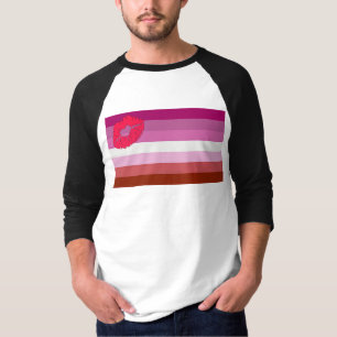 SlipperyJoe lipstick lesbian pride flag feminine c T-Shirt