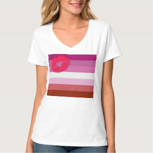 SlipperyJoe lipstick lesbian pride flag feminine c T-Shirt
