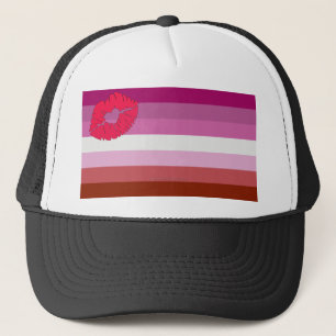 SlipperyJoe lipstick lesbian pride flag feminine c Trucker Hat