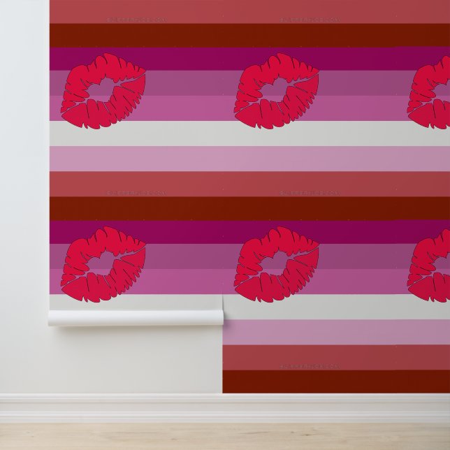 SlipperyJoe lipstick lesbian pride flag feminine c Wallpaper (Application)