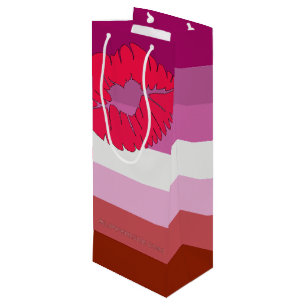 SlipperyJoe lipstick lesbian pride flag feminine c Wine Gift Bag