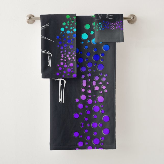 SlipperyJoe love bubbles red orange yellow green c Bath Towel Set (Insitu)