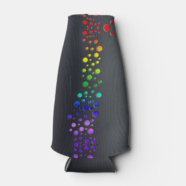 SlipperyJoe love bubbles red orange yellow green c Bottle Cooler (Front)