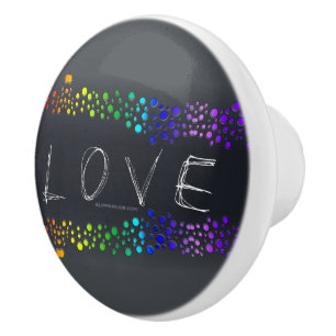 SlipperyJoe love bubbles red orange yellow green c Ceramic Knob